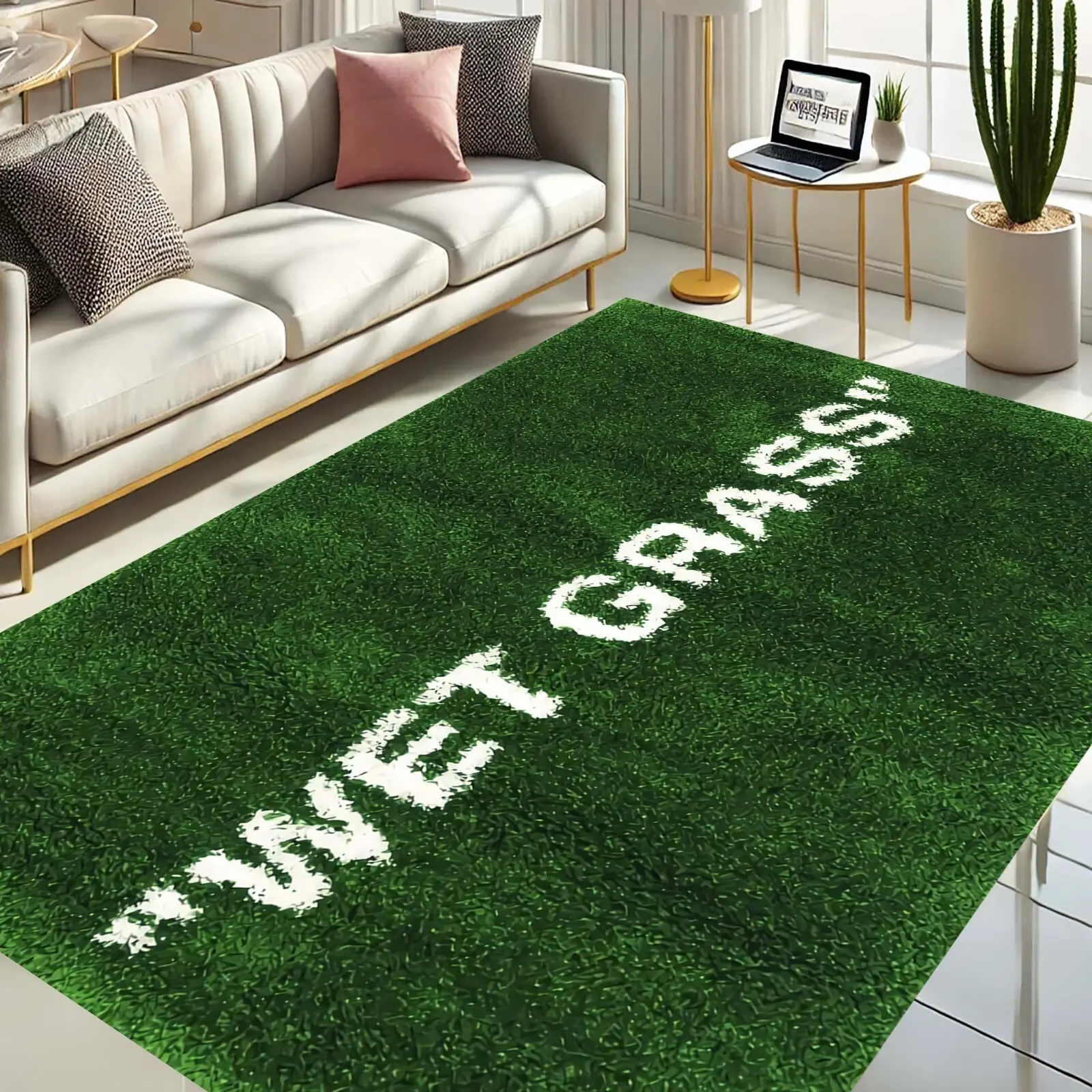 Nature-Inspired Green Textured Wet Grass Area Rug, Non-Plush Household Textile Floor Mat Nature-Inspired Green Textured Wet Grass Area Rug, Non-Plush Household Textile Floor Mat