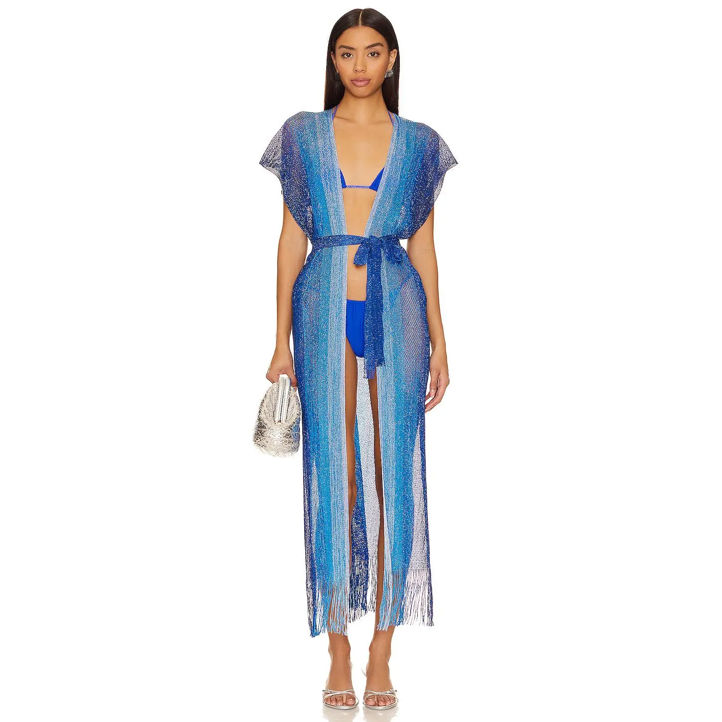 Luli Fama Ocean Queen Long Caftan in Blue