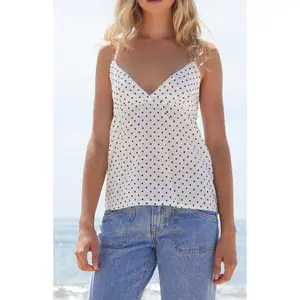 John Galt Women's White Edith Polka Dot Tank Top