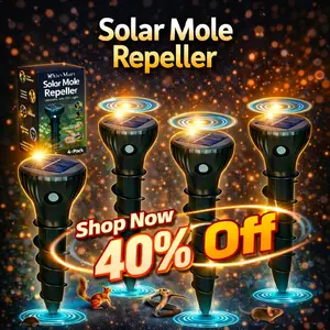 MovMart Solar Mole Repellent 4-Pack Ultrasonic Snake & Vole Repeller for Lawn Garden Waterproof Sonic Spikes for Yard Protection from Groundhogs
