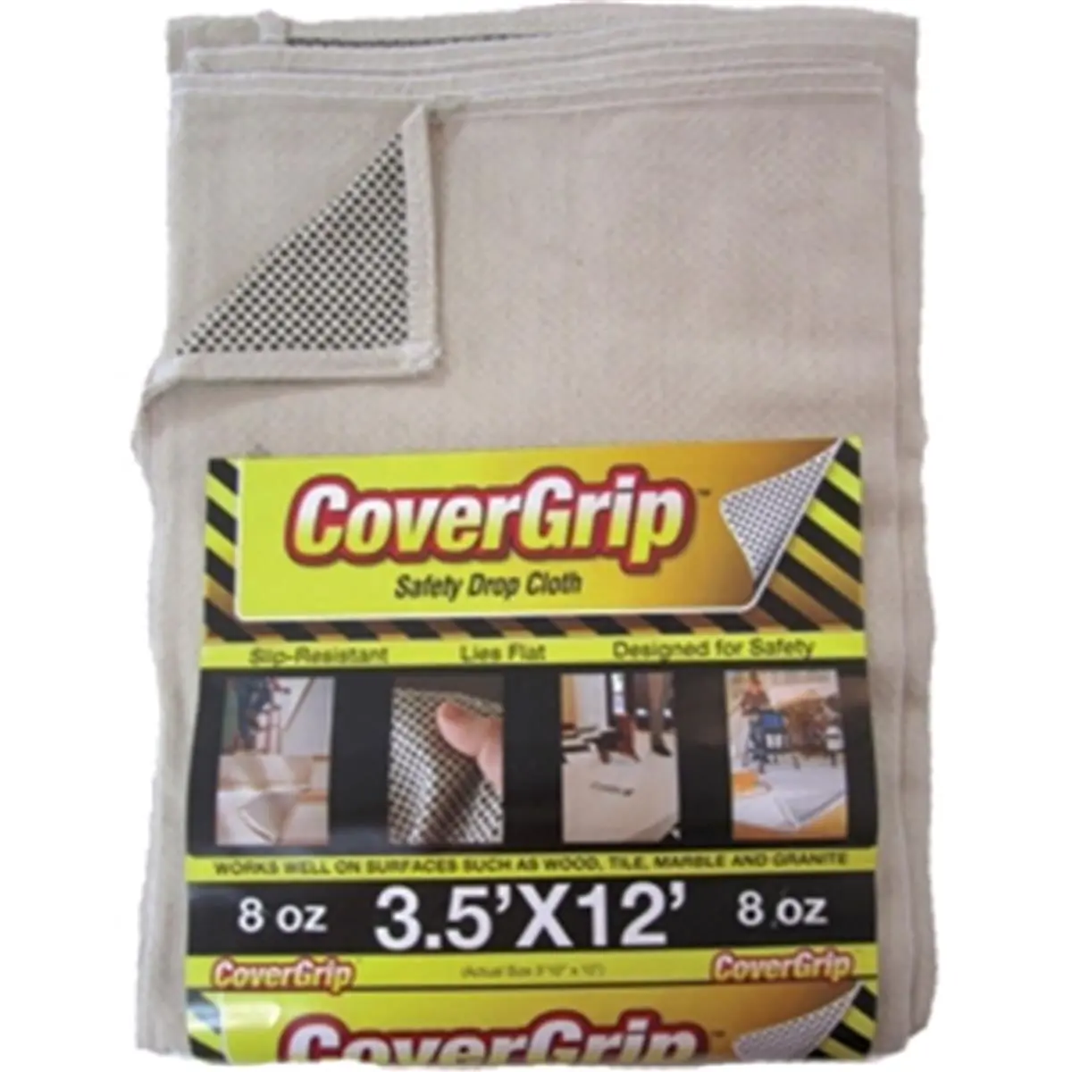 CoverGrip Slip-Resistant Canvas Drop Cloth, 3.5x12 ft Runner, Floor & Stair Protector with Rubberized Traction Dots for Wood Surfaces (Snowmobiling Winter Sports Gear Accessory)