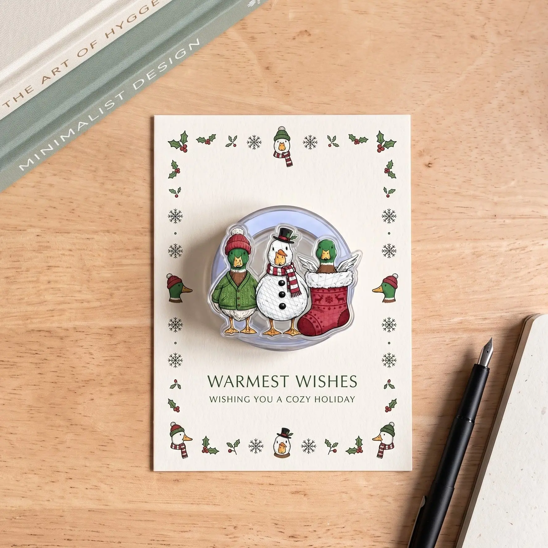 Christmas Duck Phone Grip, Kindle Grip, Holiday Phone Holder, Winter Duck Phone Accessory, Christmas Tree Gift, Festive Phone Grip, Cozy Holiday Gift