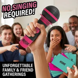 Karaok Style Microphone Game Set, Unique No-Singing Party Activity, Includes Real Foam Microphone & 125 Word Association Cards, Perfect for Family Gatherings and Friend Nights, Fun for 2-10 Players Ages 8+, Ideal Game for Social Mixers and Gifts. (246 cha