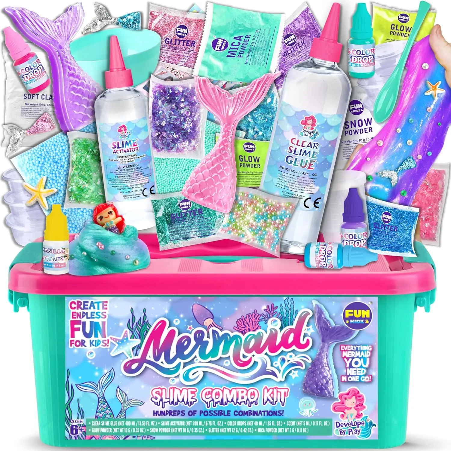 Summer Gift Mermaid Slime Kit ‍️ | DIY Shimmer Glitter Slime Set for Kids Ages 8–12 | Fun Creative Gift & Play Toy