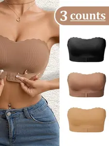 Women's Plain No Underwire Push-Up Bra, Soft Comfortable Fixed Cup Design, Casual Medium Support Fitted Lined Innerwear for All Seasons