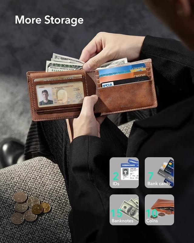 ESR Geo Wallet with Find My, RFID Blocking, Wallet for Men, Wallet Tracker(iOS 14.5 Above Only), Holds 9 Cards and 15 Bills, Replacement for AirTag Wallet, Slim Bifold Card Holder