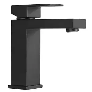 Modern Black Faucet Single Handle One Hole Lavatory Vanity Tap for Bathroom Sink with Sleek Design