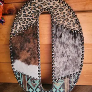18" Letter O Covered in Leather Hide with Unique Animal Print and Beaded Edges for Decorative Wall Art