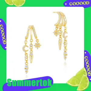 KINHOPI Triple Dangling Huggie Earrings for Women Trendy Dangle Drop Chain Earrings Perfect Gift All-Day Wear summervibes