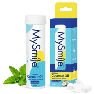 MySmile Coconut Oil Toothpaste Tablets for Effective Oral Care ，Prevent Tooth Decay, Friendly for Travel - Pack of 45 pcs  toothpaste
