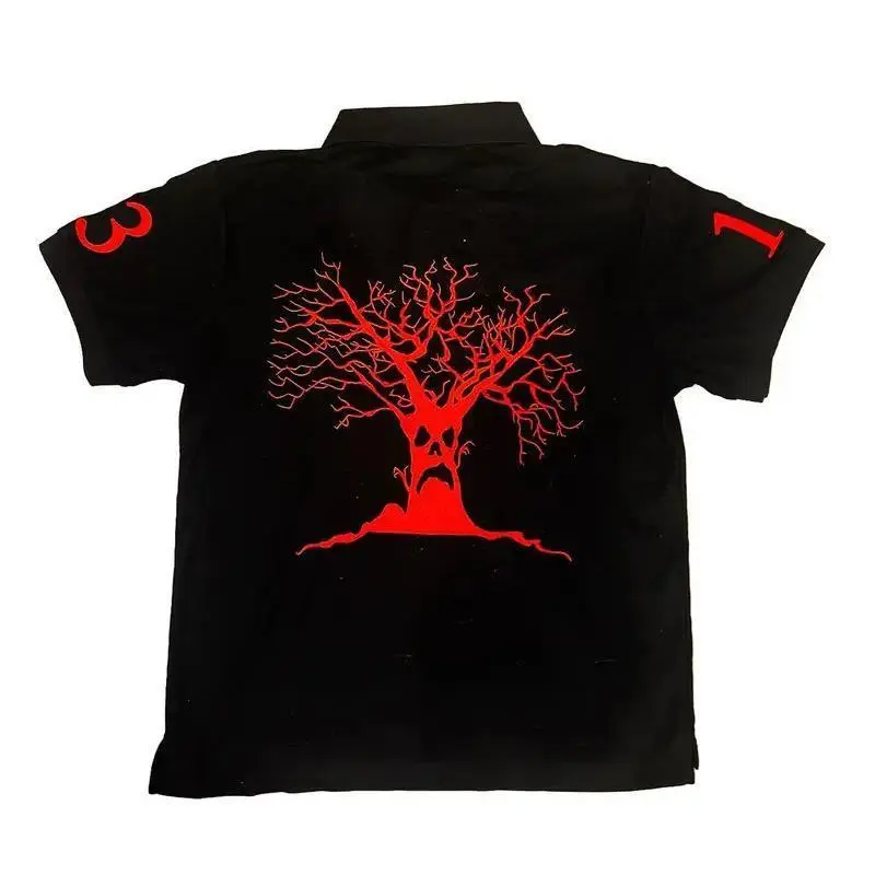 Haunted Mound Polo Shirt America Retro Street Hip Hop Short Sleeve
