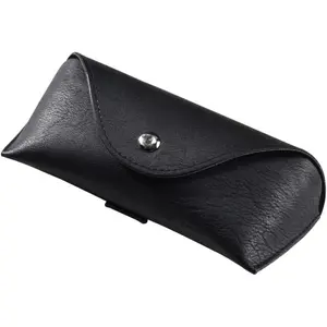Portable Waist PU Leather Eye Glasses, Sunglasses Box Case Black Cover, Folding Sunglasses Case Wearing on Belt Cases