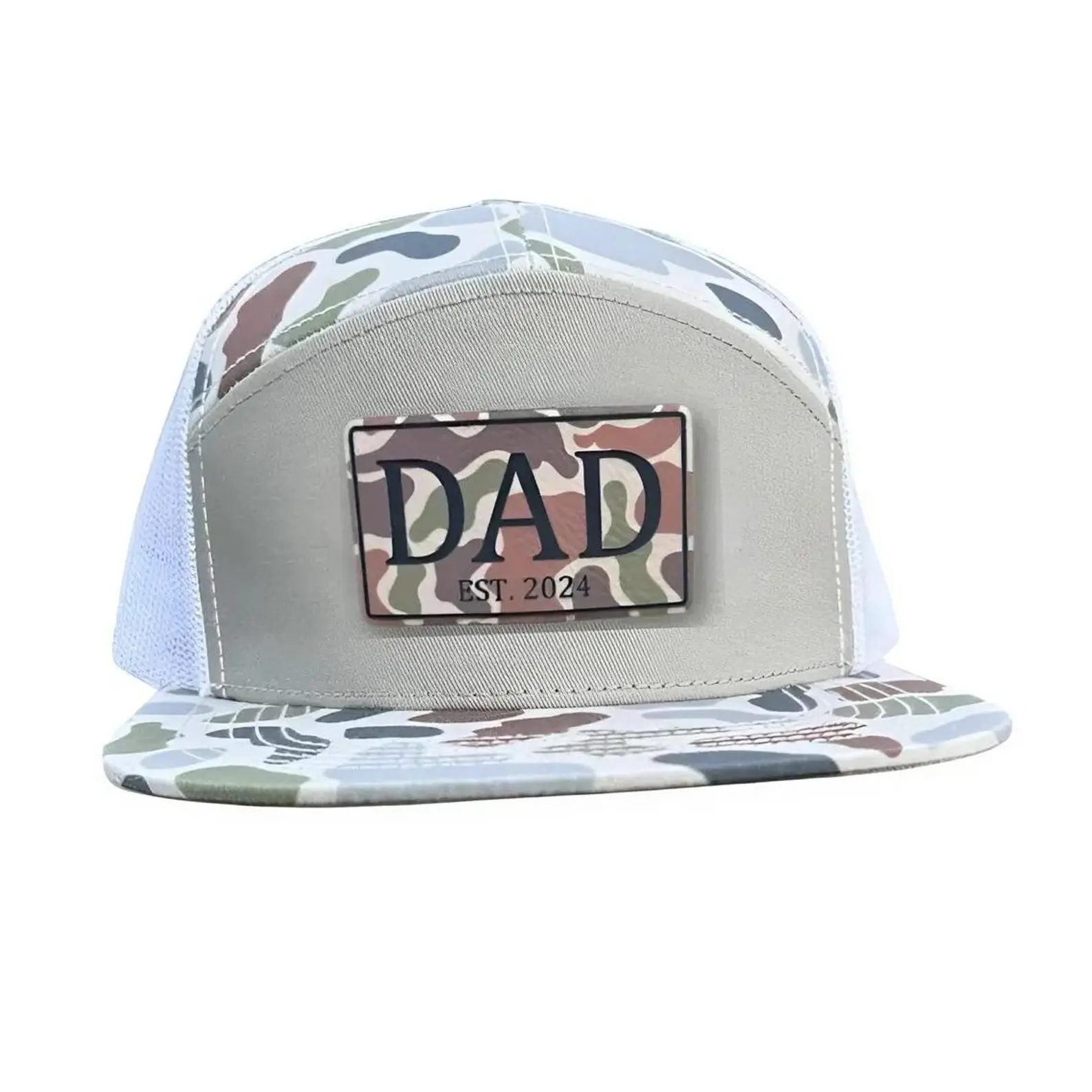 DAD Camo Trucker Hat, Vintage Mesh Snapback Cap, Adjustable Camouflage Hunting Hat for Men, Outdoor Camping Fishing Hat, Gift for Dad