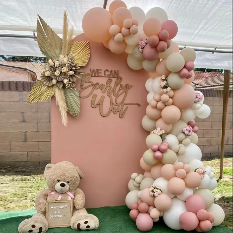 121 Piece Peach White Sand Balloon Garland Arch Kit, Baby Shower Christening Decorations Latex Balloons, Rustic Wedding Birthday Party Decor Supplies, Balloon Set, Balloon Arches