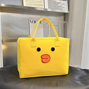 Cartoon Travel Storage Bag Felt Handbag New Luggage Super Large Carryall Fits Roller Suitcase Women's Outing Essentials