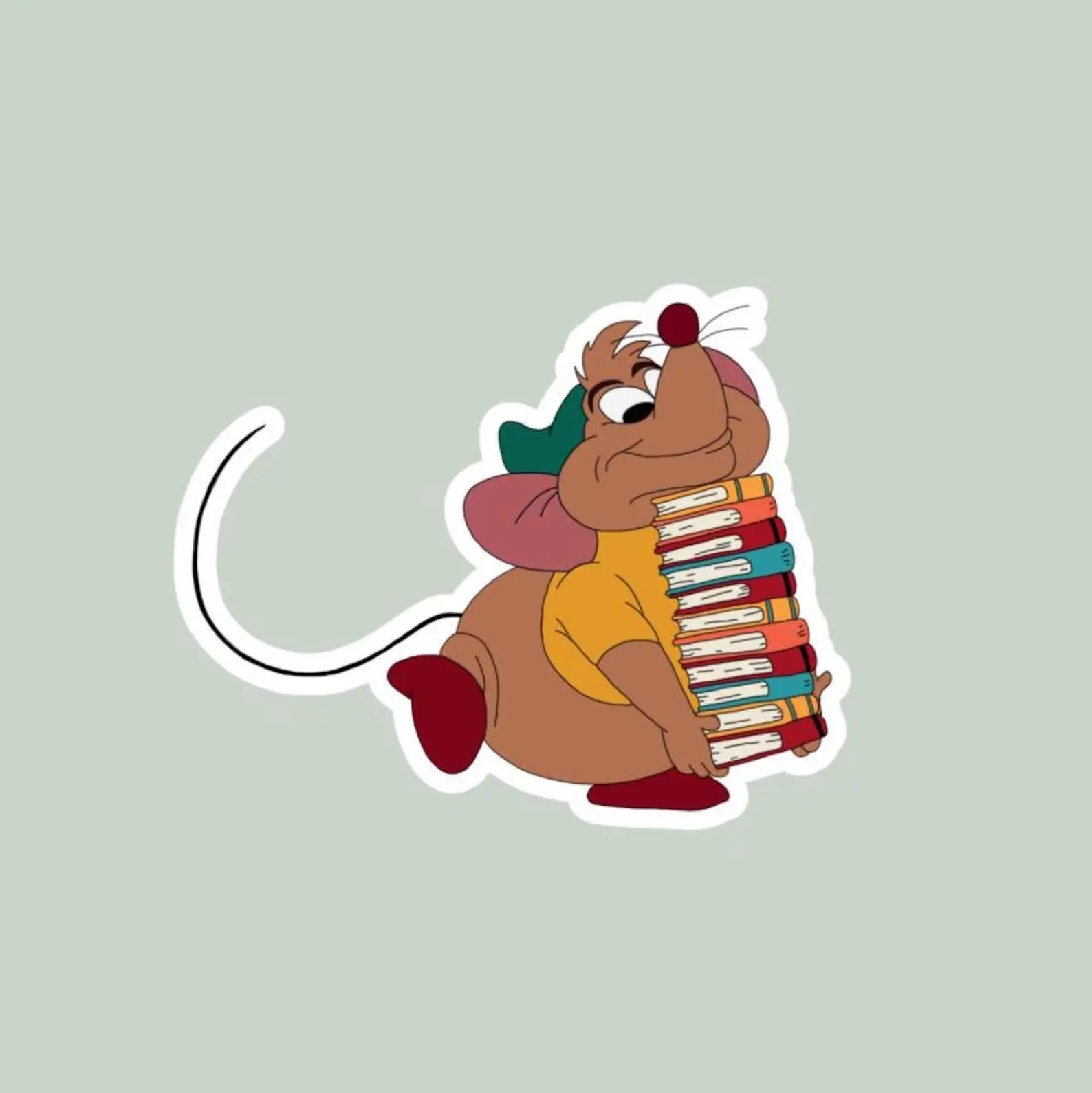 Cute Mouse Sticker – ‘Gus Gus’ Style, Waterproof Vinyl Decal, Book Lover Gift