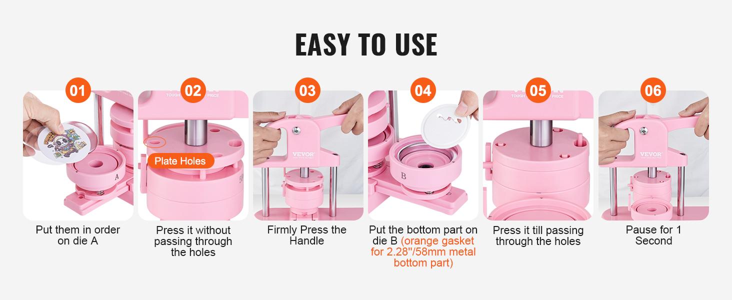 SucceBuy 3-IN-1 Button Maker Button Maker Machine with Panda Magic Book  Ergonomic Arc Handle Punch Press Kit