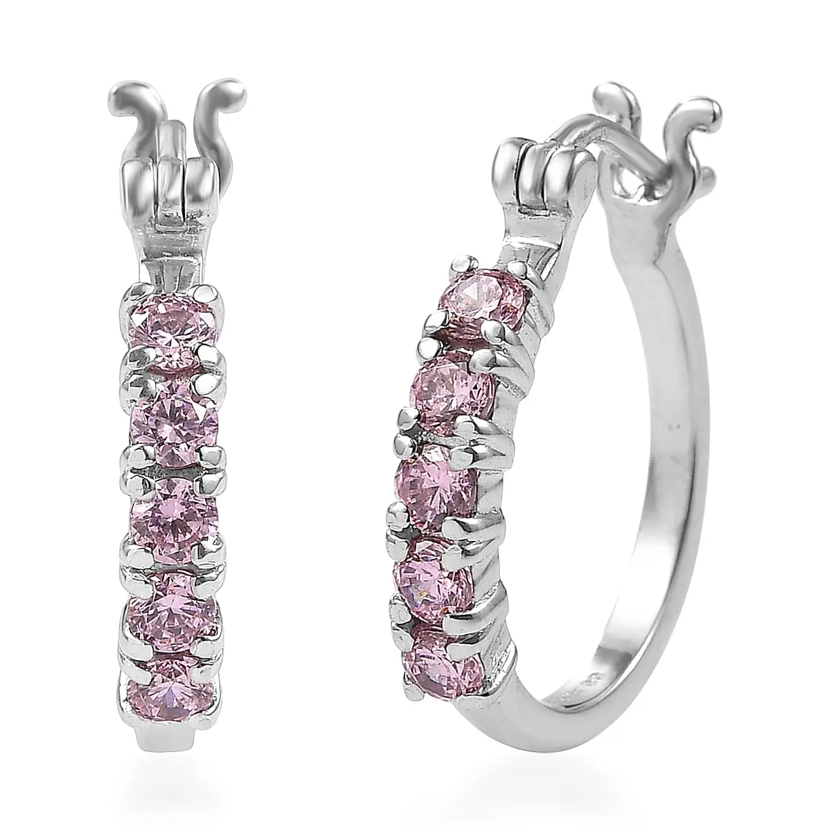 EverTrue Simulated Pink Diamond Earrings in Stainless Steel 1.75 ctw