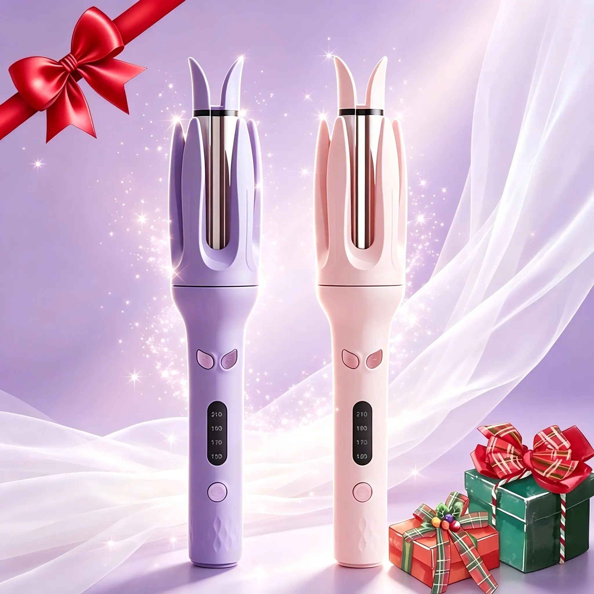 1.25in Ceramic Automatic Curling Iron Curler - Fast Heating, 4-Temp Settings (150°c to 210°c), Dual Voltage Rotation, Auto-Shut-Off, Frizz Control Moisture Lock, Mother's Day Gift Idea