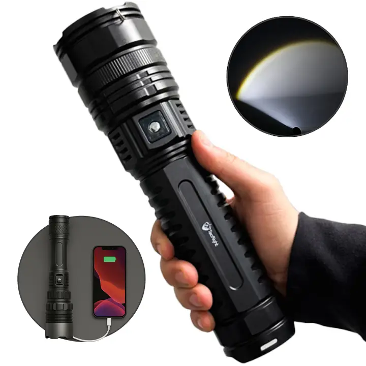 TacRight 2 In 1 Flashlight & Powerbank for Emergency Use - Long Range Zoomable,...