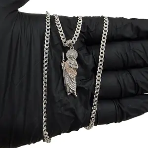 Conjunto Cadena Cubana 3mm x 24 pulgadas y Dije de San Judas de PLATA 925