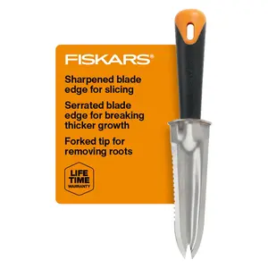 Fiskars Steel Garden Knife, Multi-Purpose Weed Puller Gardening Tool for Planting, Weeding, Digging, and Cultivating with Hanging Hole