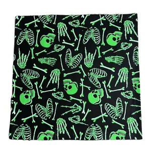 Halloween Tossed Bones & Skulls Glow in the Dark (1-Ply) Cloth Napkins 6 Piece Set Reusable Homemade Napkins