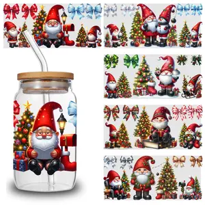5 Sheets Christmas Gnomes UV  Stickers Artwork Plastic Vinyl Plastic Self-Adhesive Labels Faithful Symbols Glass  Transfer Stickers aesthetic cute vintage DTF Mug Wrap scrapbook scrap journal Stamps Party Favors