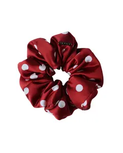 Red Polka Silk Pillow Scrunchie