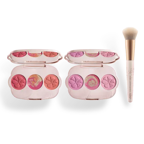 r.e.m. beauty x Wicked: For Good couldn't be lovelier blush set - two cherry blossom blush palettes and blush brush, matter & shimmer, vegan, pink & coral