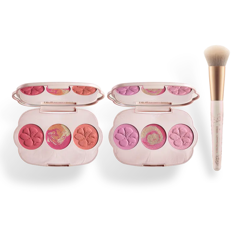 r.e.m. beauty x Wicked: For Good couldn't be lovelier blush set - two cherry blossom blush palettes and blush brush, matter & shimmer, vegan, pink & coral