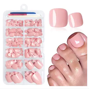 LuckForever 168pc Press on Toenails Women Fake Toe Nails with Adhesive Tabs, Nude Tan Fake Toenails Press on Nail Toe Acrylic Nail Tips Short Square False Toenails Artificial Toe Nails Press on