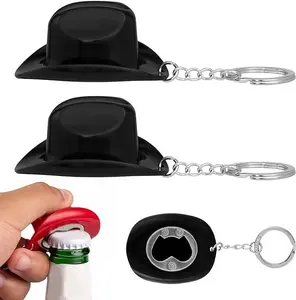 1PCS Cowboy Hat Bottle Opener, Rustic Western Cowboy Bottle Opener Keychain, Portable ABS Cap Keychain Beer Openers, Cowgirl Theme Bar Party Favors Decoration for Men and Beer Lovers