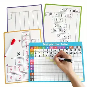 Dry Erase Multiplication and Division Board 8.26"x11.22", Double-Sided Practice Whiteboard with 2x1, 2x2 Math Tools for Kids, Ideal for Learning at Home and School