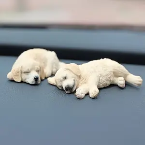 2-piece resin sleeping golden retriever ornaments cute simulation creative dog car desktop decoration, two sleeping golden retriever, cute, suitable for car, desktop and other scenes, personal gifts are suitable |