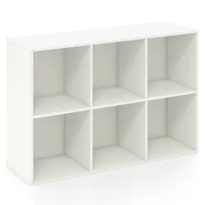 COSTWAY - Modern 6-Cube Bookcase with Anti-tipping Kits for Bedroom Living Room-White