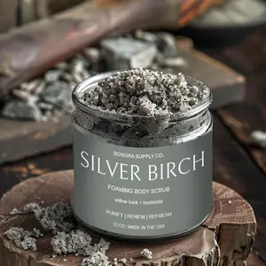 Men's Body Scrub - SILVER BIRCH Willow Bark + Bentonite Body Scrub for Men