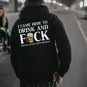 Mens Funny Skeleton Drinking Shirt – “I Came Here To Drink And FCK” Graphic Print Tee, Hoodie, Casual Party Wear