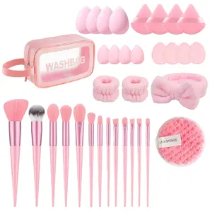 Professional Makeup Brush Kit - Brushes, Sponges, Cosmetic Bag, Cleaning Brush & Vanity Accessories - Travel-Friendly Set for Complete Looks