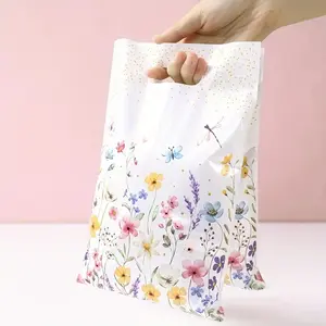 Floral Pattern Gift Bag, Gift Wrapping Bag with Handle, Gift Packaging Supplies for Wedding Birthday Festival Party