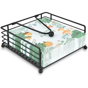 Napkin Holder for Table & Kitchen - Modern Flat Napkin Dispenser for  & Outdoor Dining, Paper Napkin Holders with Weighted Arm for Easy Access - Keep Your Dining Area Tidy and Organized