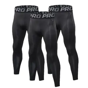3 Pack Men's Workout Compression Pants Quick Dry Yoga Gym Tights Baselayer for Running Basketball Fitness