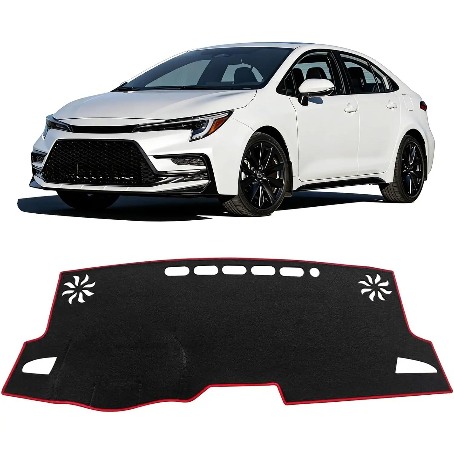 KDO for Toyota Corolla Accessories 2019-2021 2022 2023 2024 2025 2026 Dash Cover, Dashboard Cover Mat for Corolla 2019-2026 Non-Slip Sunshield Protector Dash Cover Mat, Red Edge
