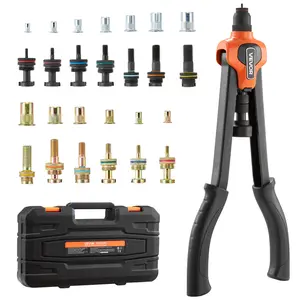 【fathersdaygift】VEVOR Rivet Nut Tool Kit, 17-Inch Rivnut Tool Kit, with 13 Mandrels and 130 Nuts, Metric and SAE Size M3, M4, M5, M6, M8, M10, M12, 1/2-13, 8-32, 10-24, 1/4-20, 5/16-18, 3/8-16 UNC, a Carrying Case