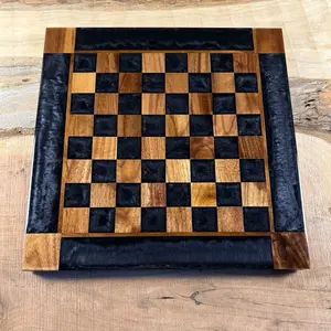 Black Onyx Walnut Chess Board (INCLUDES PIECES)