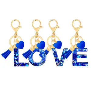 JOYTUTUS Initial Keychains for Women with Cute Heart Resin - Alphabet Letter Keychain for Bag, Backpacks, Purse or Car key