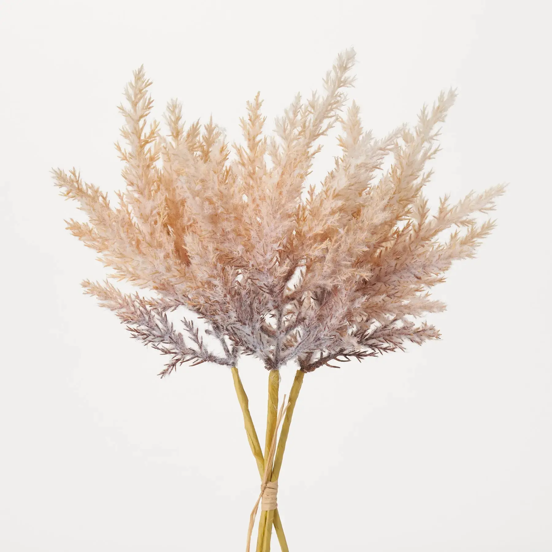 Artificial Faux Ombre Pampas Grass Spray Bouquet - 3 Bendable Wire Stems, 16" Tall Artificial Flowers, Stylish Home Floral Decor (Shedding May Occur)