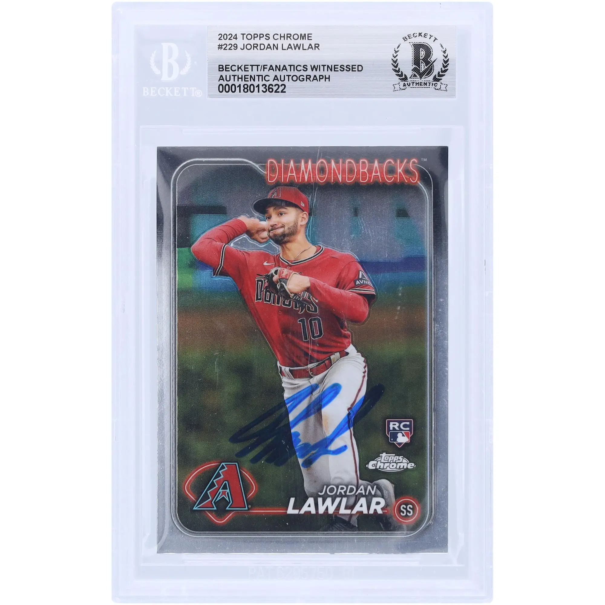 Jordan Lawlar Arizona Diamondbacks Autographed 2024 Topps Chrome #229 Beckett Fanatics Witnessed Authenticated Rookie Card - Fanatics Authentic Certified