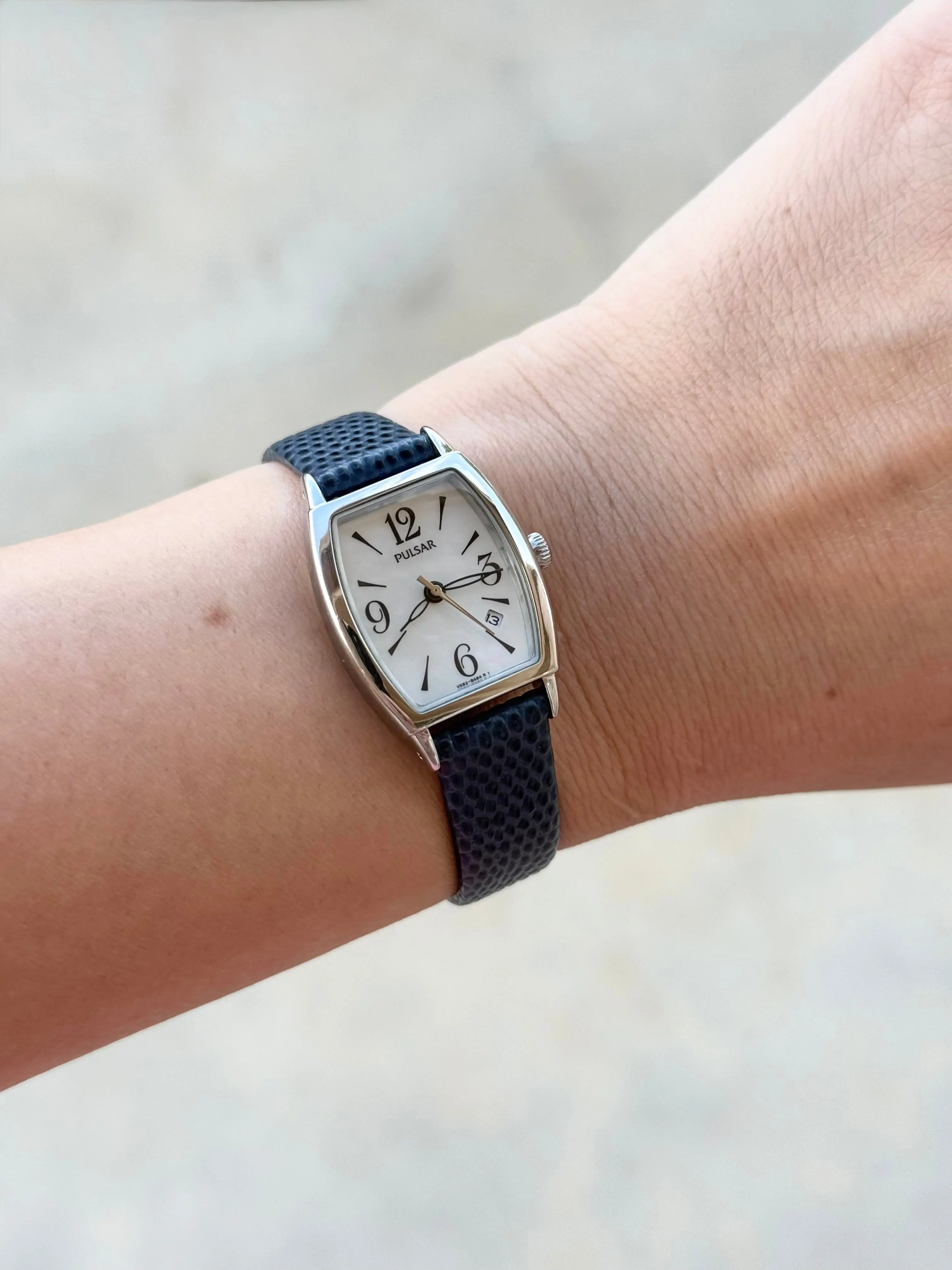 1994 Seiko Pulsar MOP Tonneau Tank Watch
