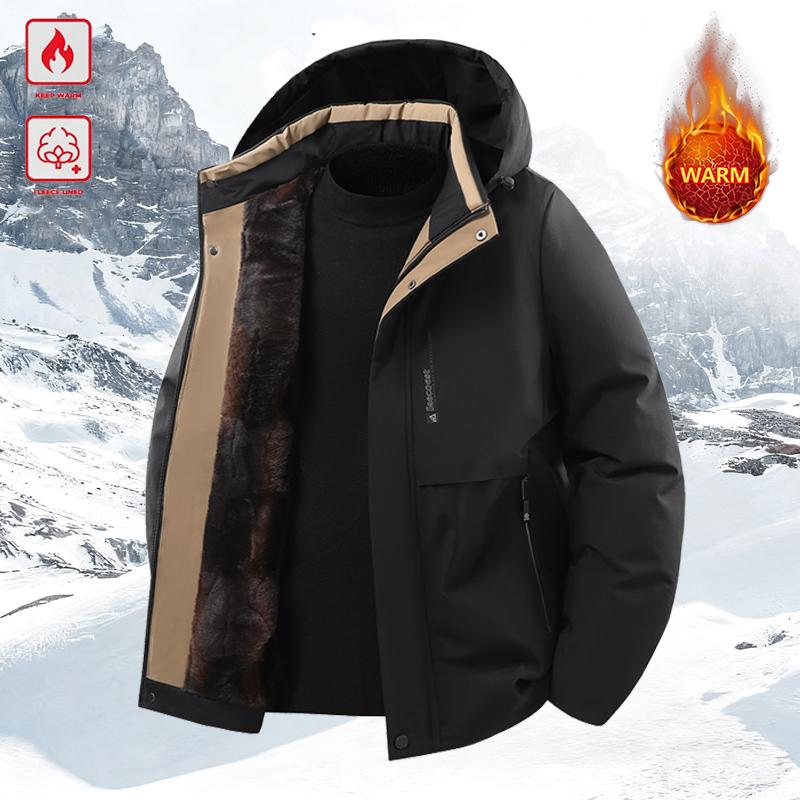 Men's Winter Windproof Waterproof Cotton Padded Parka – Thick Warm Coat; Features a Drawstring Hood and Full Zip Closure; Perfect for Everyday Commutes & Outdoor Hikes; Makes a Great Gift for Boyfriends or Husbands